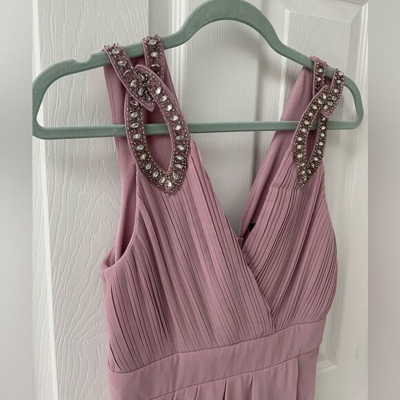 TFNC London Pink Blush Embellished Shoulder Detail Tulip Hem Midi Women’s Size S - Picture 5 of 10